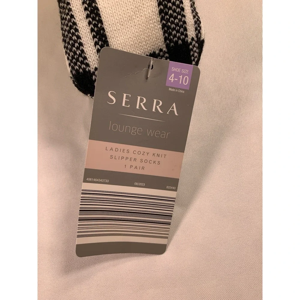 Serra Black and White Lounge Slipper Socks Size 4-10‎